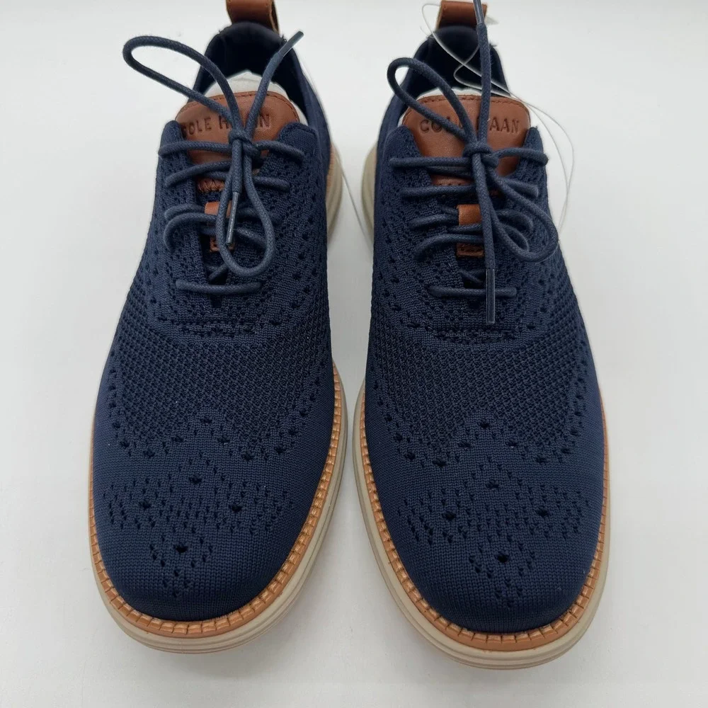 Cole Haan ØriginalGrand Stitchlite Oxford Marine Blue Knit Men's Size 8 New
